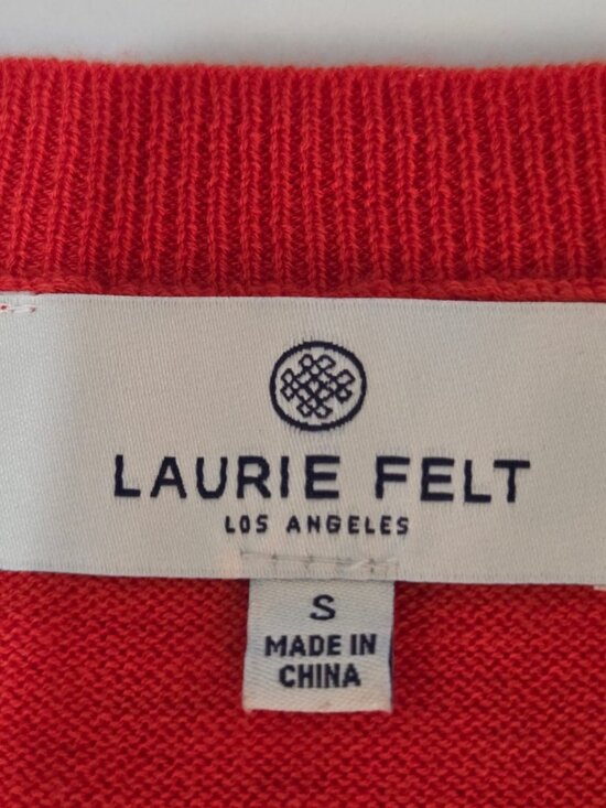 Laurie Felt Daisy Print V-Neck Orange Sweater Tunic Small Flower Power 70s Retro - Picture 7 of 12